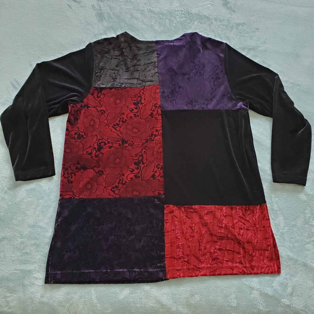 Vintage Euc Bechamel Patchwork Velvet Cardigan - image 3